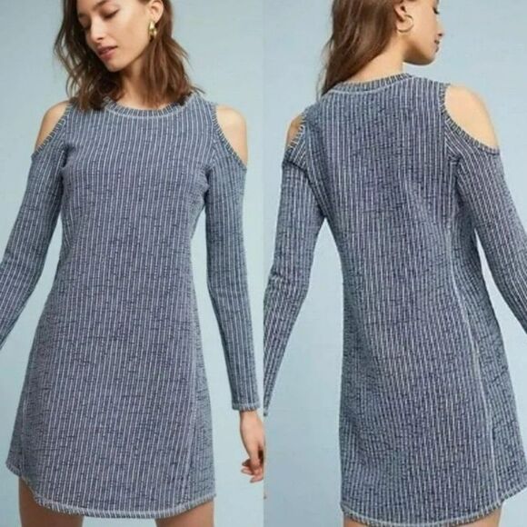 Anthropologie Sol Angeles Cold Shoulder Striped Dress sz LP - Picture 1 of 9